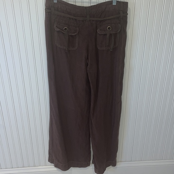 NWT Womens Anthropologie Wide Leg Brown Linen Sailor Pants 6 - Picture 4 of 4